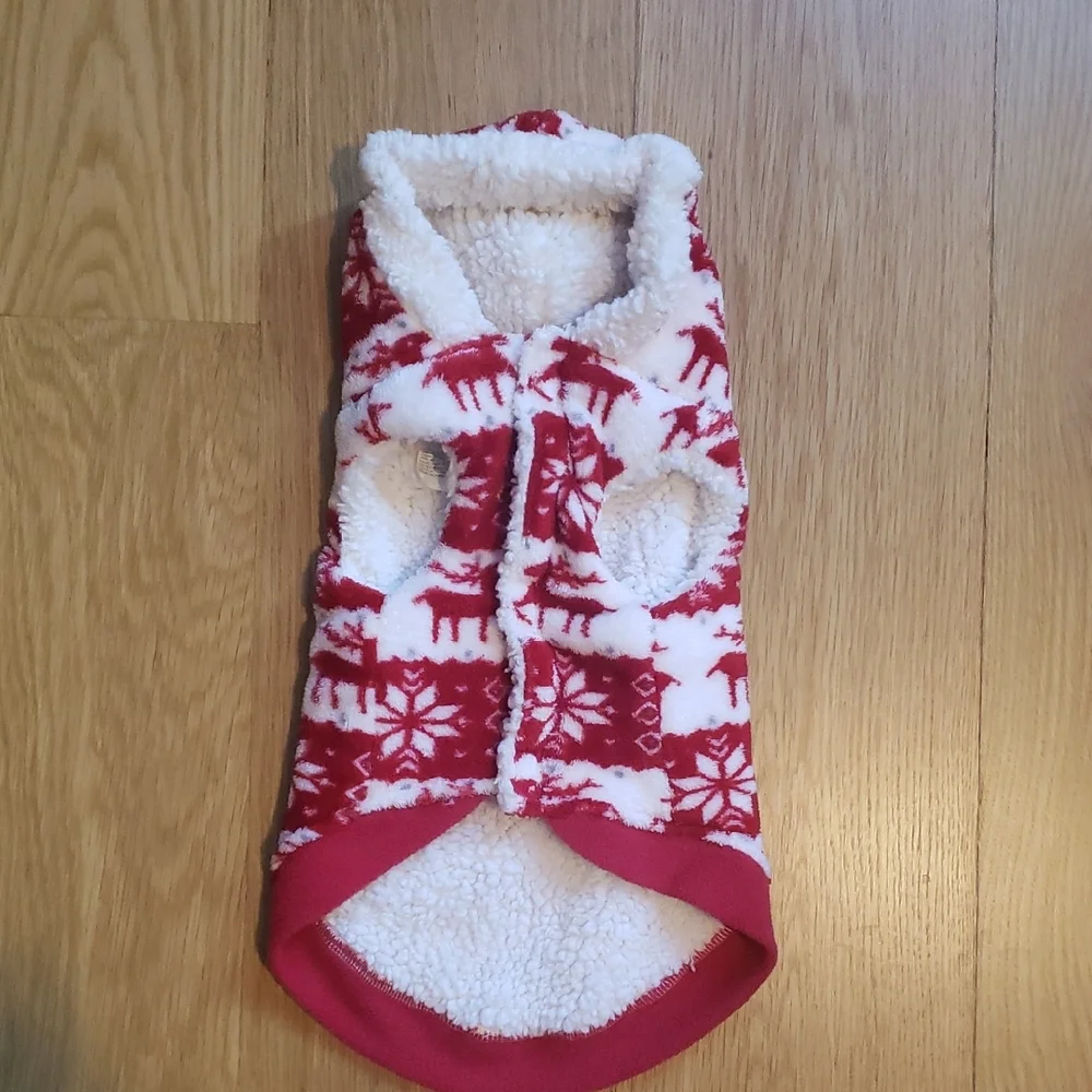 Red and White Reindeer Dog Sweater